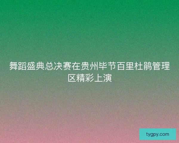 舞蹈盛典总决赛在贵州毕节百里杜鹃管理区精彩上演